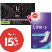 U by Kotex Click Tampons, Life Brand Liners or Pads