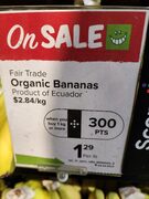 Thrifty Foods (BC) Free organic fair trade bananas
