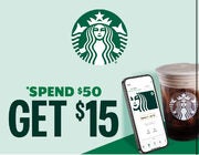 Buy $50 of Starbucks qualifying products, get a $15 digital card!