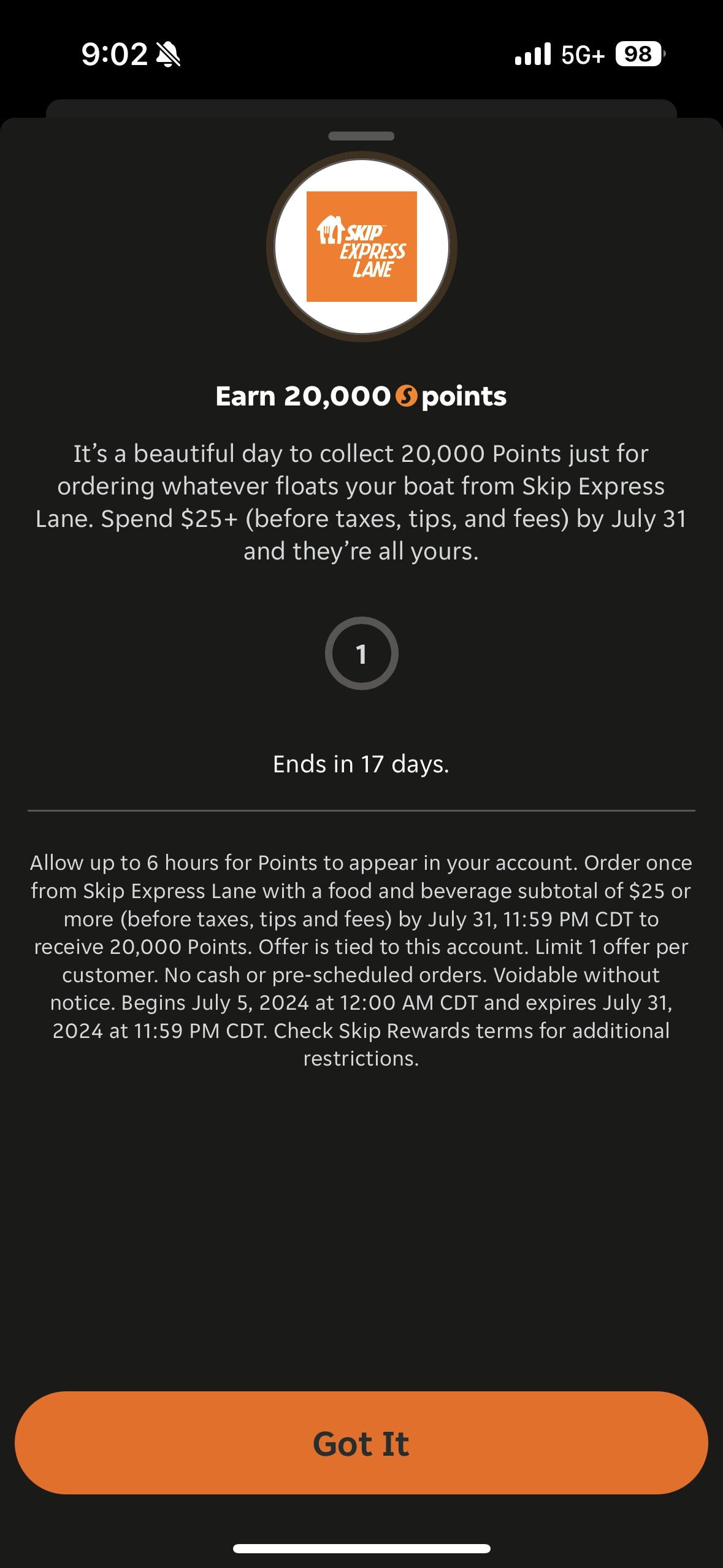 [Skip] [YMMV] Skip Express Lane - Spend $25, Get 20000 Points ...