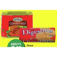 Grace Corned Beef or Royalty Digestive Cookies
