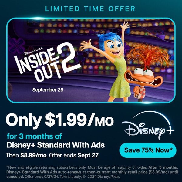 [Disney+] Disney+ Standard With Ads, get 3 months for 1.99 per month