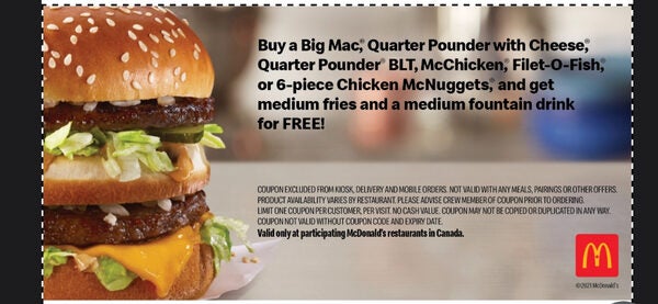 [McDonalds] Get free medium fries &amp; medium drink when you buy a sandwich (fill out quick survey ...