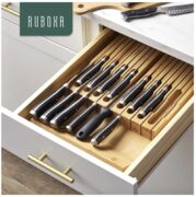 Ruboxa Bamboo Knife Drawer Organizer - 16 Slot $19.99