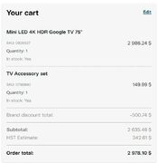 Sony Bravia XR75X93L - 75" mini LED TV - $2978.10 no tax, free ship eastern Canada