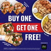 BOGO deals: Butter Chicken wraps / Smoked Beef Brisket shawarmas / Habibi Bowls (only via Uber Eats, until Dec 6th)