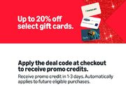 Up to 20% off select Gift cards