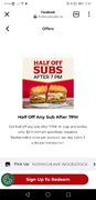 Half off subs after 7pm