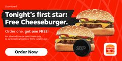 Burger King via Skip| BOGO Cheeseburger