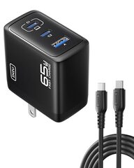 INIU 65w GaN 3-port Charger with USB C cable - $14.84