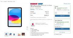 iPad 10 256GB (Blue or Pink) $449.97 online