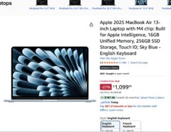 Apple 2025 MacBook Air 13-inch Laptop M4/16GB/256GB Sky blue $1099
