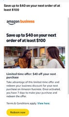 Amazon Business Save $40 off $100 (YMMV)