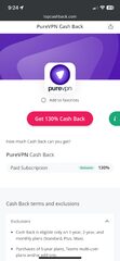 Pure VPN 130% Cashback Again