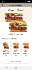 Whopper mix and match (2 whoppers or Whopper+OG/spicy chicken sandwich) $10