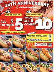 TO $5 any hotdog November 1-7, $10 combos November 8-14 (eFlyer required)