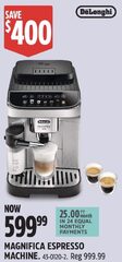 De'Longhi Magnifica Evo Super Automatic Espresso Machine ($599) + 20x (8%) or 30x (12%) CT points