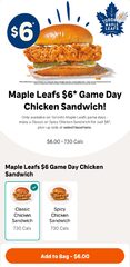 Popeyes - Toronto Maple Leafs Game Day Deal - Chicken Sandwich $6, Chicken Sandwich Combo $9 (Ontario only)