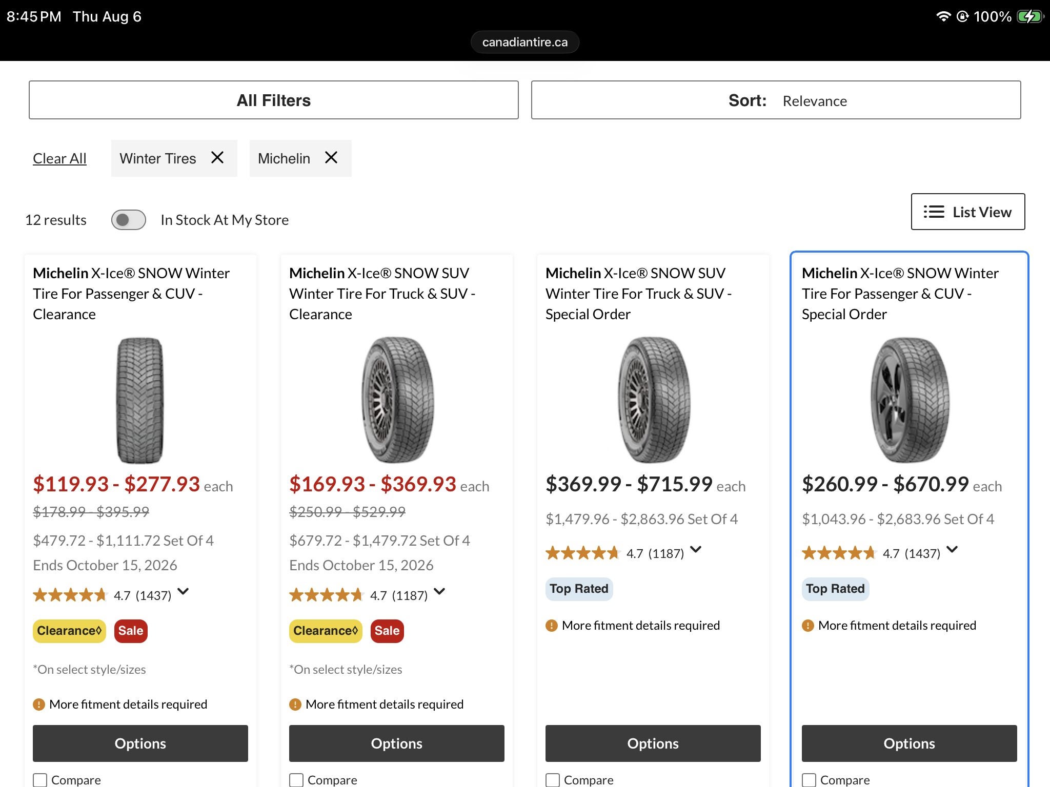 [Canadian Tire] Michelin X-Ice SNOW Winter Tire Clearance - Select ...