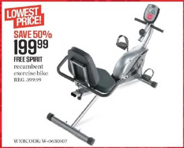 Sears Free Spirit Recumbent Exercise Bike 199.99 RedFlagDeals