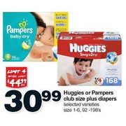 Huggies or Pampers Club Size Plus Diapers - $30.99 (31% off)