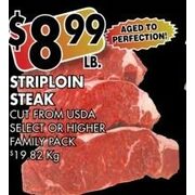 Striploin Steaks - $8.99/lb