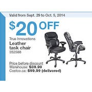 True Innovations Leather Task Chair - $69.99 ($20.00 Off)
