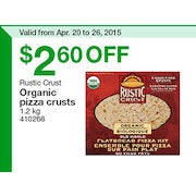 Rustic Crust Organic Pizza Crusts - $2.60 Off