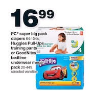 PC Super Big Pack Diapers Huggies Pull-Ups training pants or Goodnites Bedtime Underwear Mega Pack - $16.99