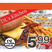 Burger With Fried And Drink - $5.99