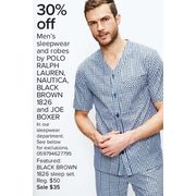 Men's Sleepwear and Robes by Polo Ralph Lauren, Nautica and More - 30% off