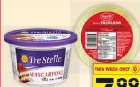 Foodbasics: Saputo Mini Friulano Cheese or Tre Stelle Mascarpone