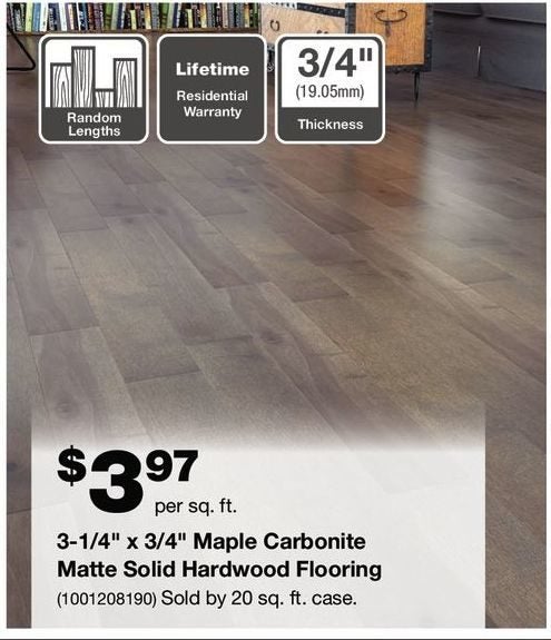 Home Depot 3 1 4 X 3 4 Maple Carbonite Matte Solid Hardwood
