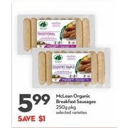 Mclean Organic Breakfast Sausages - $5.99 ($1.00 off)