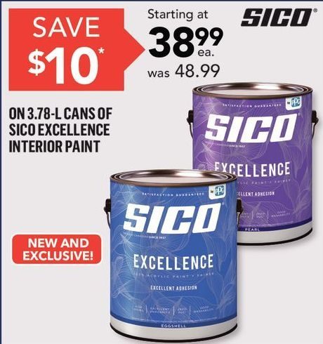 Lowe 039 S 3 78 L Cans Of Sico Excellence Interior Paint Redflagdeals Com