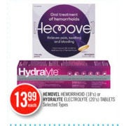Hemovel Hemorrhoid Or Hydralyte Electrolyte Tablets - $13.99