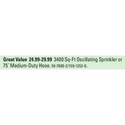 3400 Sq-Ft Oscillating Sprinkler or 75" Medium-Duty Hose - $24.99-$29.99