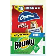 Charmin Bath Tissue or Bounty Paper Towel Double - $11.99 (Up to $8.00 off)