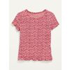 Fitted Rib-Knit Printed Lettuce-Hem Top For Toddler Girls - $6.00 ($8.99 Off)